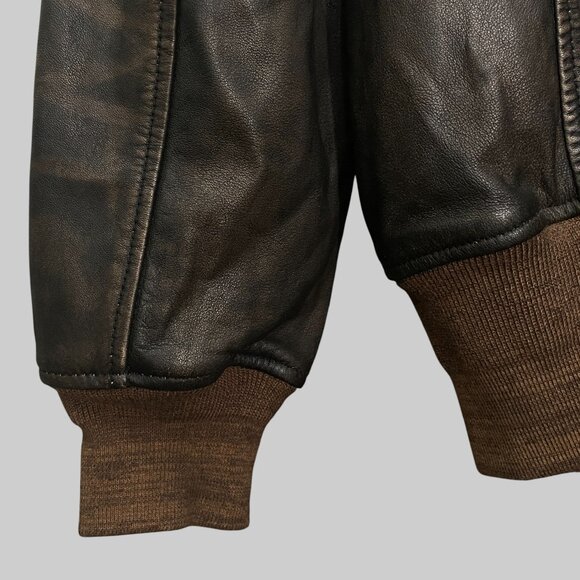 NWT Quince Shearling Collar Leather Flight Jacket Mens L Rich Brown - Picture 11 of 16